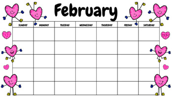 Preview of February - Blank Calendar PNG, Background Image, Digital, Virtual Learning