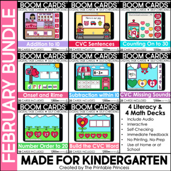 Preview of February Boom Cards™ for Kindergarten | Digital Resource