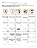 February Break Reading Log Bingo!