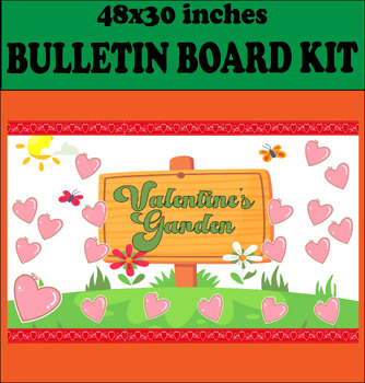 Preview of February Bulletin Board Kit Valentine day Garden With students names hearts