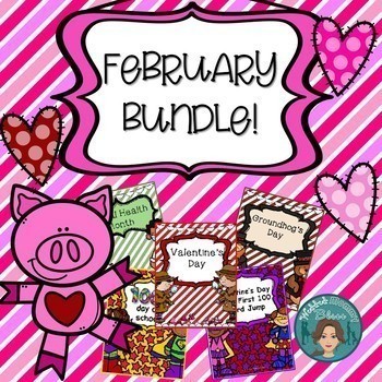 Preview of February Bundle - Dental Health, Valentine's Day, Groundhog's Day, 100th Day