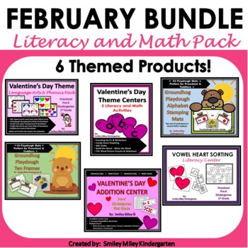 Preview of February Bundle - Literacy and Math Activity Pack