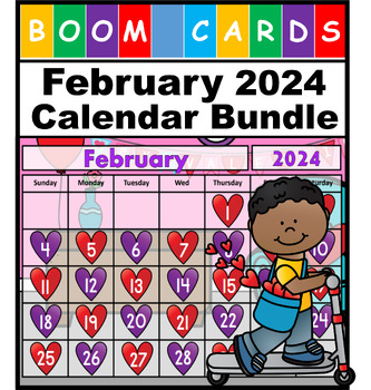 Preview of February Calendar Bundle 2024 Boom Cards with Audio