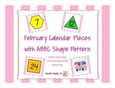 February Calendar Math Pieces with ABBC Shape Pattern