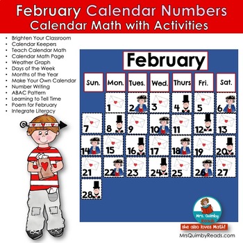 February Calendar Number Cards, Math and Activities