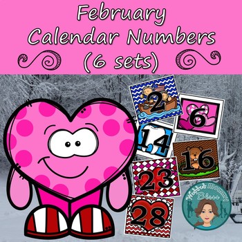 Preview of February Calendar Numbers (6 sets) 1-31