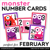 February Monster Calendar Numbers - Number Cards for Valen