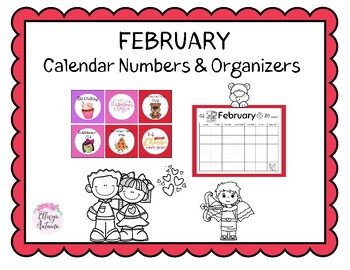 Preview of February Calendar Numbers & Organizers