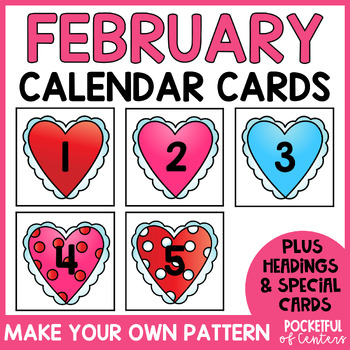 February Calendar Number Cards, Math and Activities