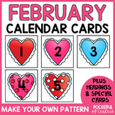 February Calendar Numbers - Pocket Chart Calendar Cards