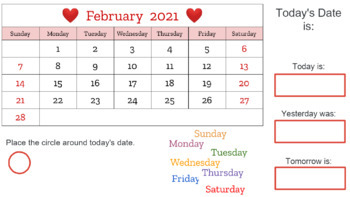 Preview of February Calendar for Jamboard