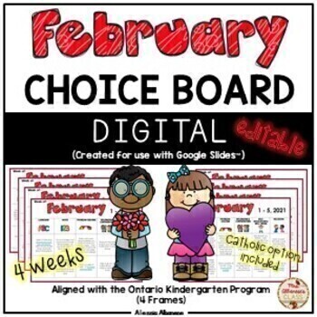 Preview of February Choice Boards (Kindergarten) - DIGITAL {Google Slides™}