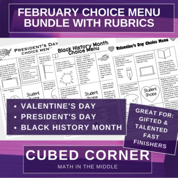 Preview of February Choice Extension Board Bundle (with rubrics)