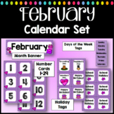 February Classroom Calendar Set Valentine's Day