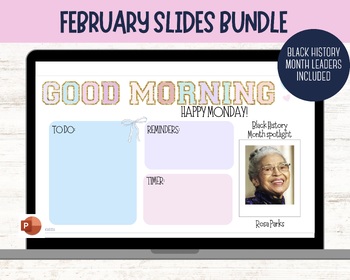 Preview of February Classroom Slides, PowerPoint, Valentine's Day, Black History Month, Dai