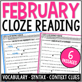 February Cloze Reading Passages Valentine's Day, President