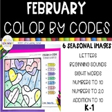 February Color By Code | ELA & Math Valentines Coloring Wo