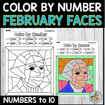 Preview of February Color by Number | Numbers to 10 | Kindergarten | First Grade