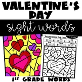 February Color by Sight Words 1st Grade Words