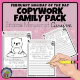February Copywork Handwriting Practice Family Pack
