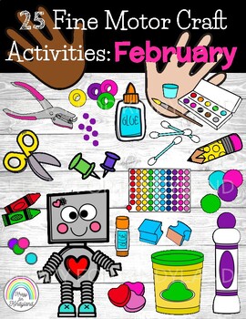 Preview of February Crafts - Fine Motor Activities - Valentine's - Occupational Therapy