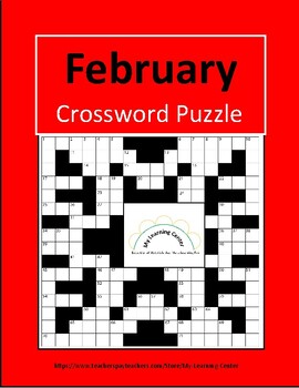 Preview of February Crossword Puzzle for Middle and High School Students