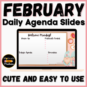 Preview of February Daily Agenda Slides Valentine's Day Slides FREEBIE