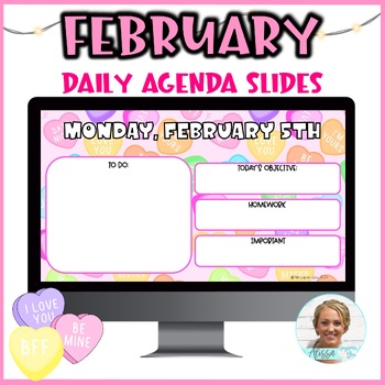 Preview of February Daily Classroom Slides-Candy Hearts