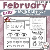 February Daily Literacy & Math Morning Work {Pre-K & Kinde