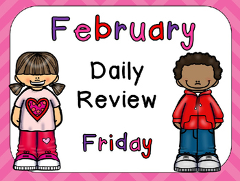 Preview of February Daily Review PowerPoints for Kindergarten~ Great for Calendar Time!