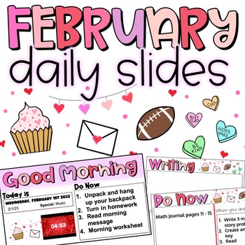 Preview of February Daily Slides with Timers | Valentine's Day