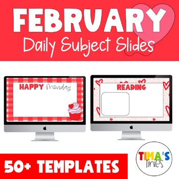 Preview of February Daily Subject Slides | Valentine's Day Slides