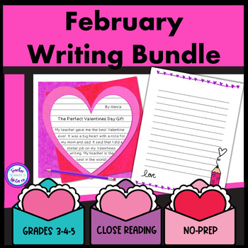 Preview of February Daily Writing Journal - Close Reading - Valentines Day - Color by Code