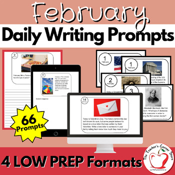Preview of February Daily Writing Prompts - National Days - Task Cards - Morning Work