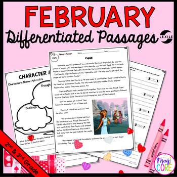 Preview of February Differentiated Reading Comprehension Lexile Passages - 2nd & 3rd Grade