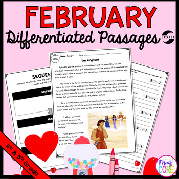Preview of February Differentiated Reading Comprehension Passages Lexile - 4th & 5th Grade