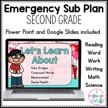 Preview of February Digital Emergency Sub Plan Second Grade