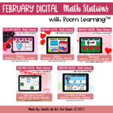 February Digital Math Stations l Task Cards | Boom Cards™