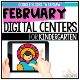 February Digital Math and Literacy Centers for Kindergarten