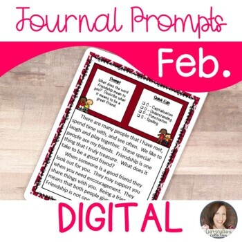 Preview of February Digital Writing Prompts for Google Classroom™ | Creative Writing Prompt