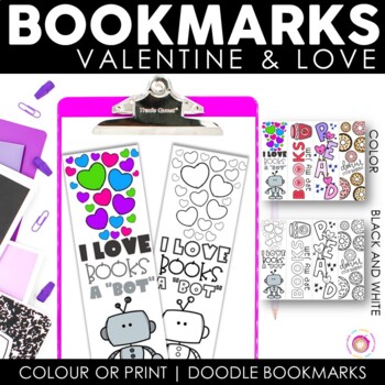 Preview of February Doodle Bookmarks | Valentine's Day Bookmarks | Early Finishers