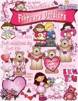 Preview of February Doodlers Clip Art for Valentine's Day, Love and Heart Art