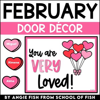Preview of February Door | Valentines Door | Welcome Sign Editable