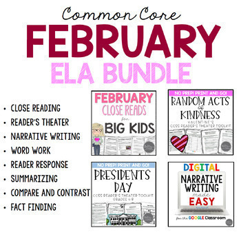 Preview of February ELA Activities Bundle for Middle School