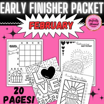 Preview of February Early/Fast Finishers | Fun Activity Packet | Valentine's Day Coloring