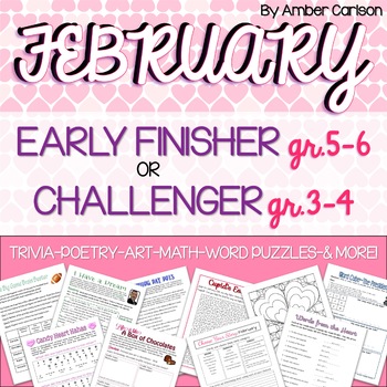 Preview of February Early Finisher or Challenger Packet Grades 3-6