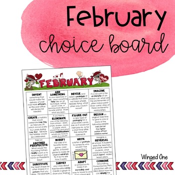 Preview of February Early Finishers Choice Board