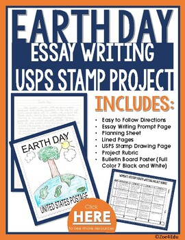 Preview of April Earth Day Opinion Writing Activity and USPS Stamp Art Project