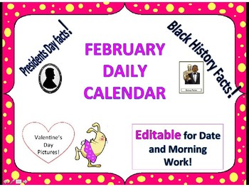 Preview of February- Editable Daily Slides