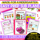 February Emergency Sub Plans for Kindergarten